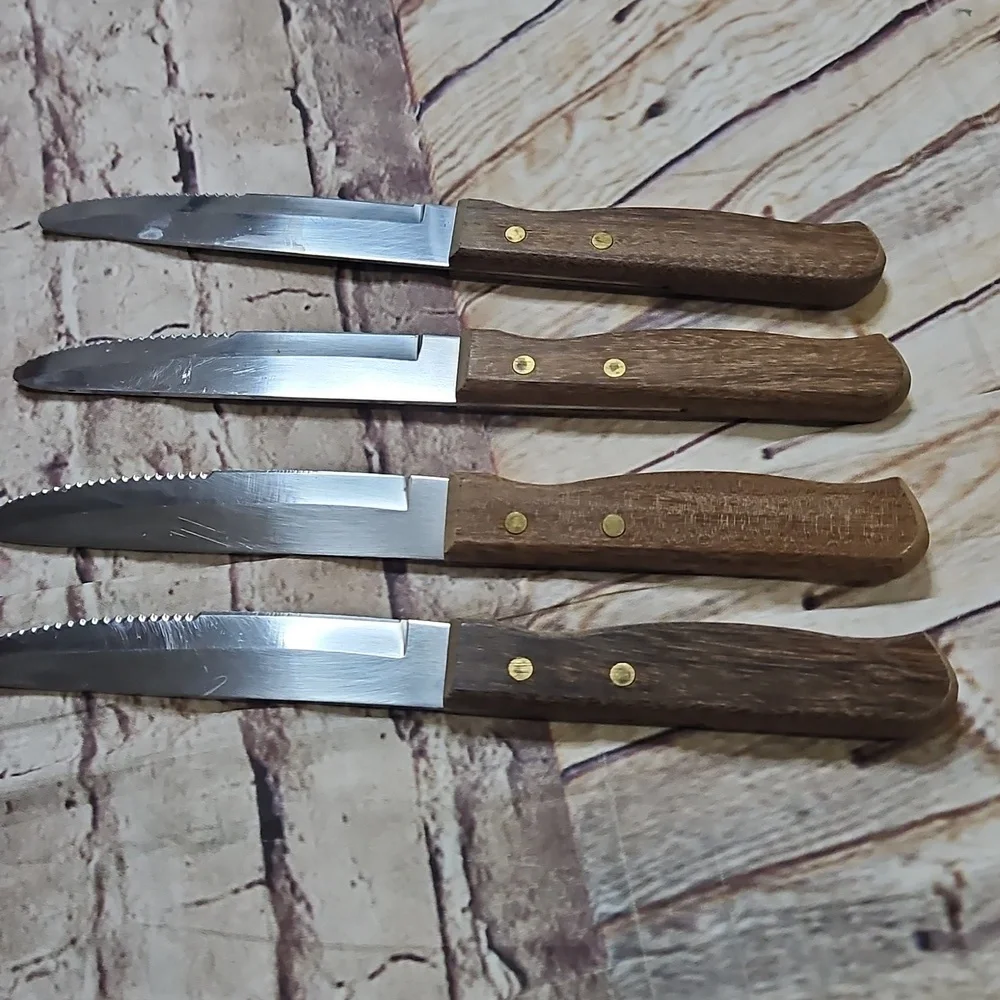 Tramontina Inox Serrated Stainless Steel‎ Steak Knife Set Of 5. Vintage Brasil